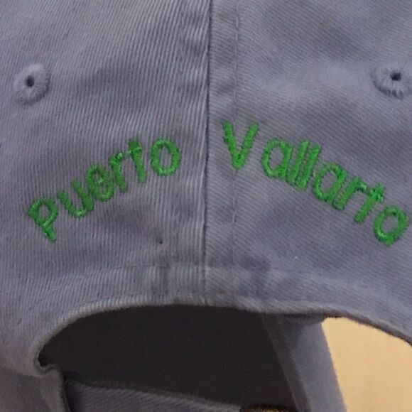 Puerto Vallarta Light Blue & Green Frogs Baseball Hat - Picture 12 of 16
